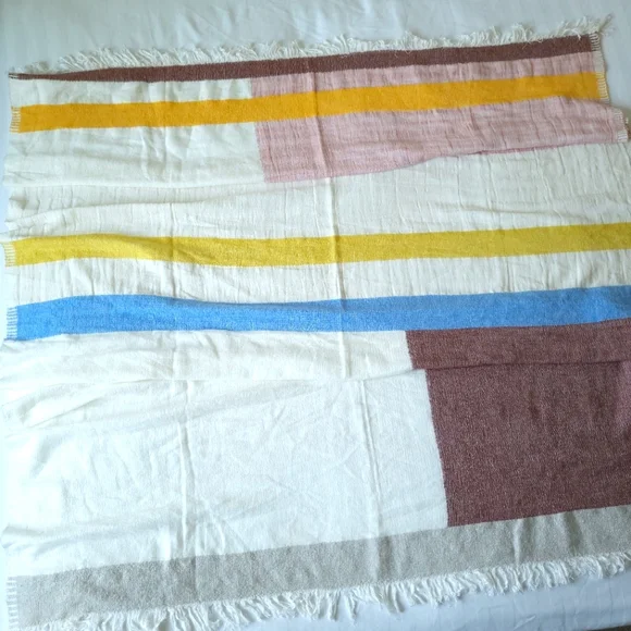 NWT Anthropologie Woven Blocked Stripe Throw Blanket - Picture 5 of 11